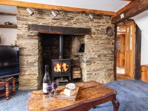 Feature fireplace with wood burner