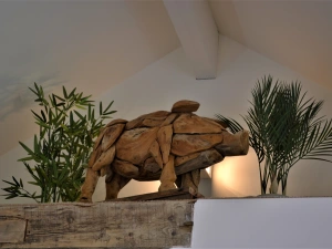 I love the piglet, locally made from driftwood!
