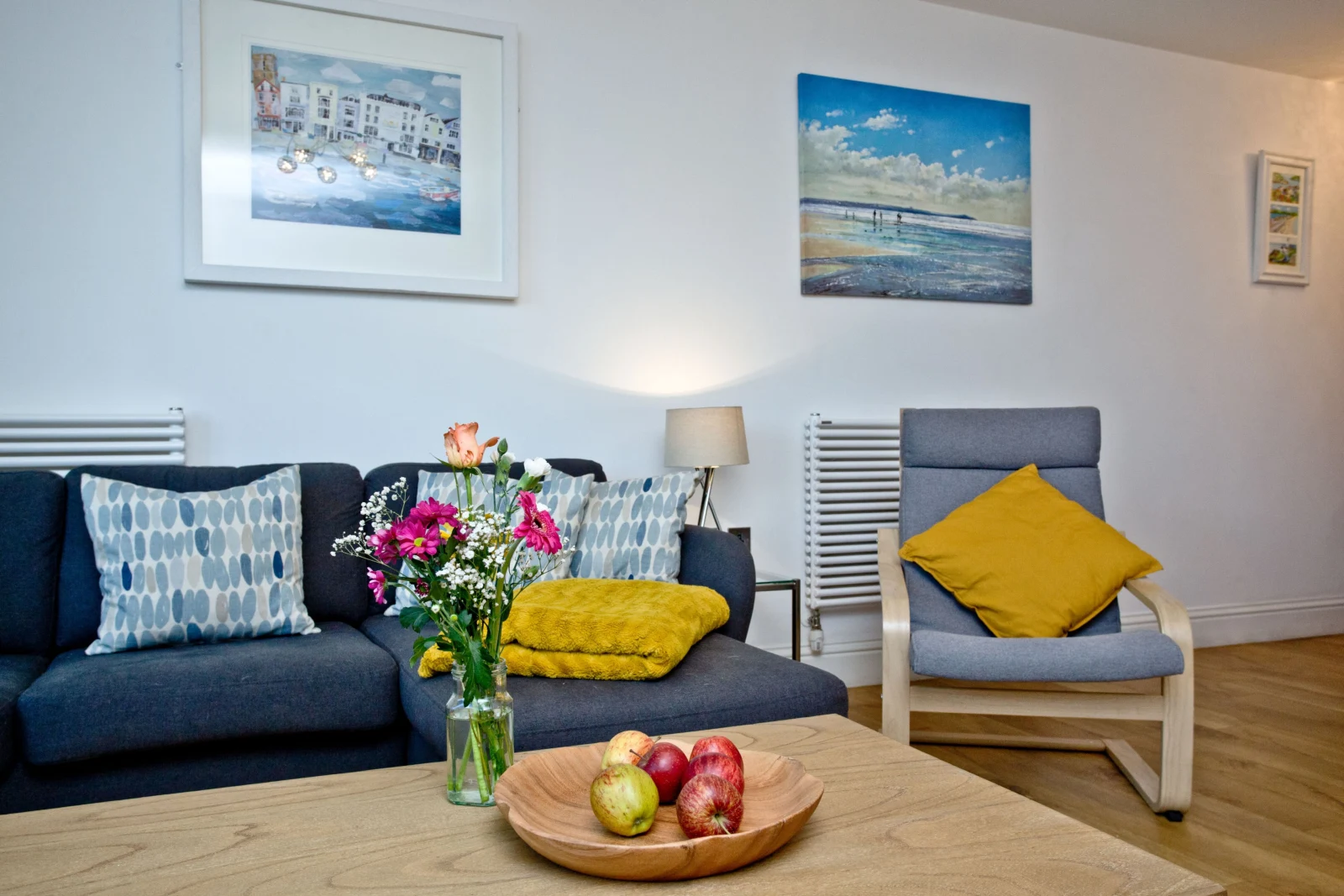Lounge with sofa, coffee table, arm chair in open plan living - 5 At The Beach