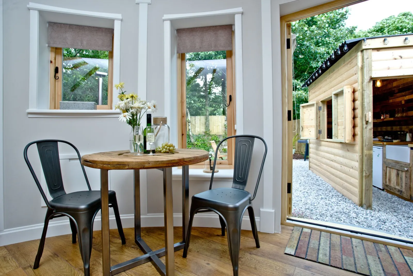 Inside dining for two guests - The Secret Roundhouse