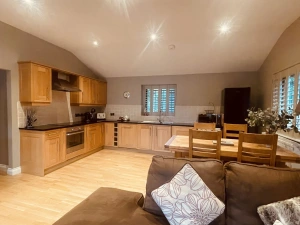 Open plan living & kitchen area - Kingfisher Lodge