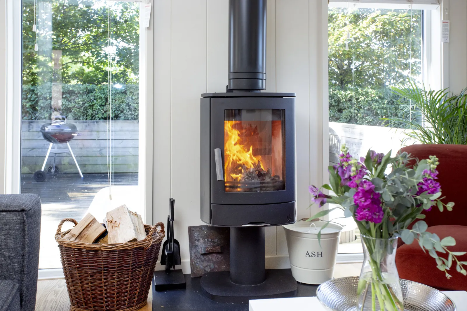 Wood burning fireplace in living area - The Sleights, Strawberryfield Park