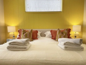 Double bed in master bedroom- The Sleights, Strawberryfield Park