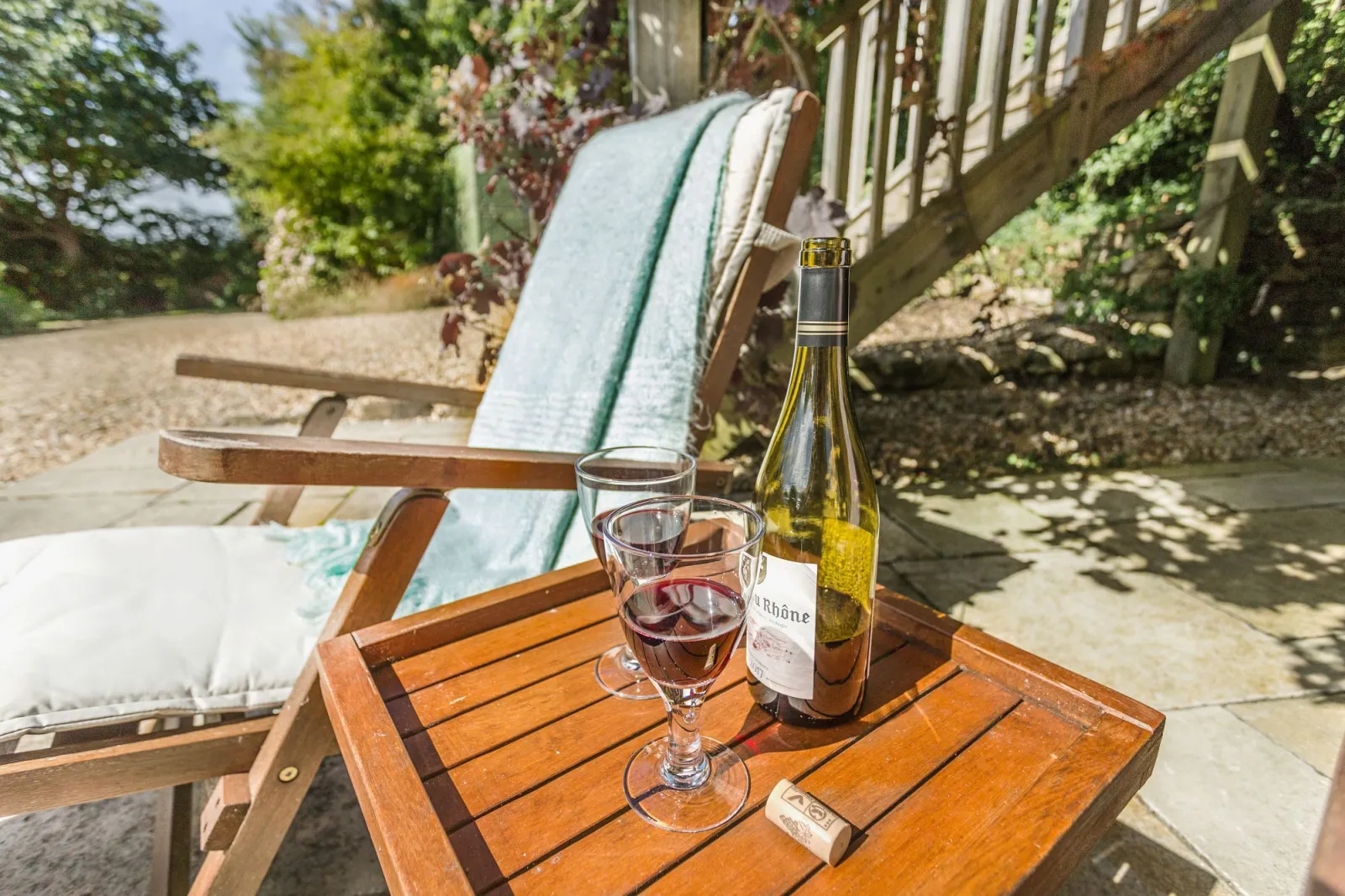 Terrace seating in the large enclosed garden - Old Pear Tree Barn
