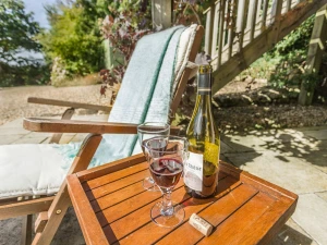 Terrace seating in the large enclosed garden - Old Pear Tree Barn