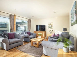 Lounge area, TV and sofa seating - Lodge 40, Retallack