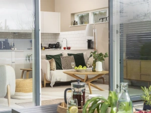 Living area from the patio - comfortable sofa seating - Salt Life, Dunes at Upton Towans