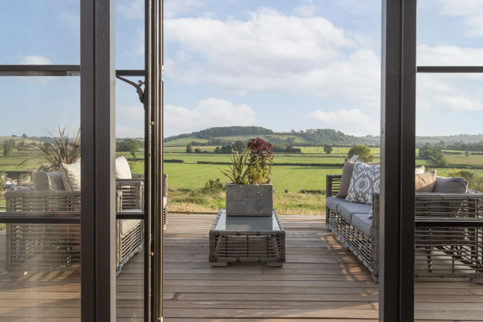 View to the garden from the decking - Decoy Farm House