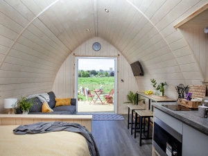 The inside of the pod with space for relaxation - Chapterhouse