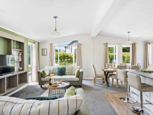 Living room with breakfast bar to kitchen - Rose Lodge