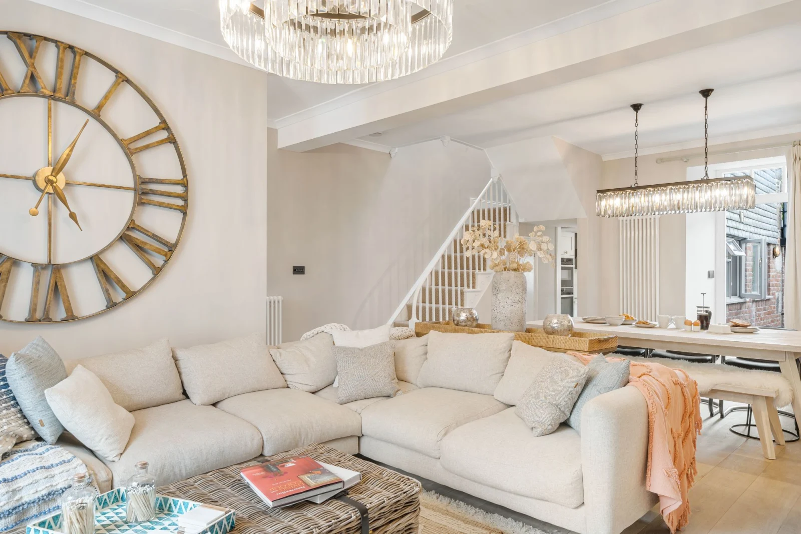 View of Open plan space, including living, dining &kitchen area as well as stairs to the first floor - Tregurno