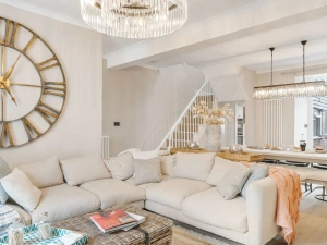 View of Open plan space, including living, dining &kitchen area as well as stairs to the first floor - Tregurno