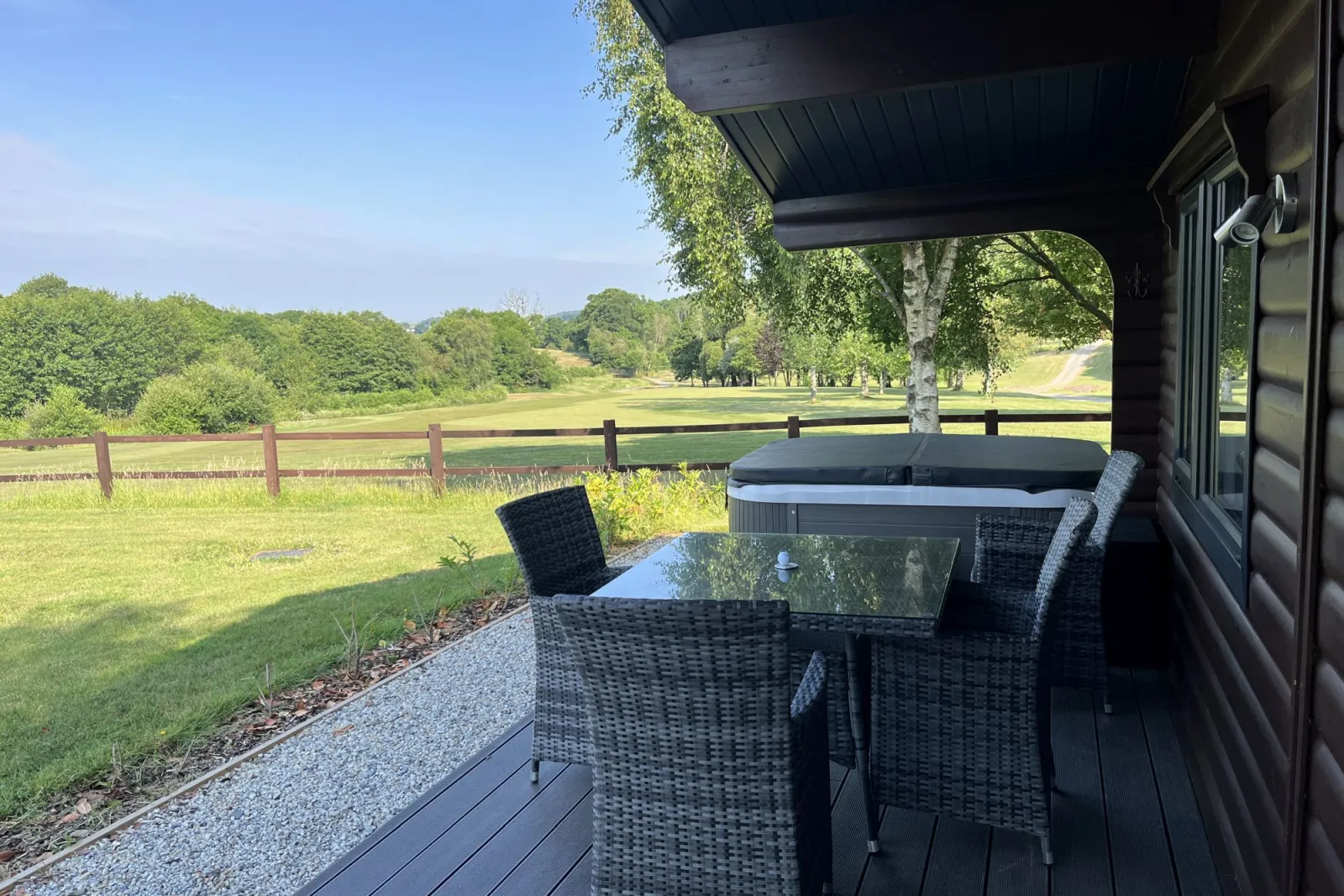 Views over the golf course from the lodge - Chestnut, 6 Fingle Glen Lodges