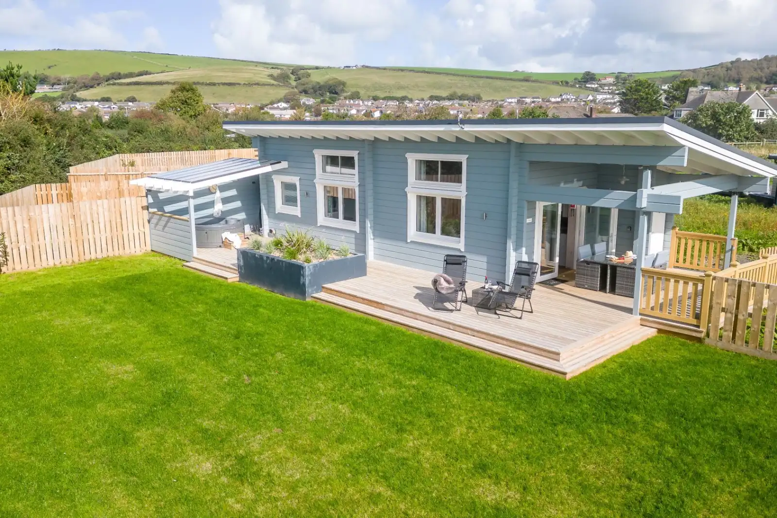 Aerial shot of Croftner and large garden space - Croftner, Great Field Lodges