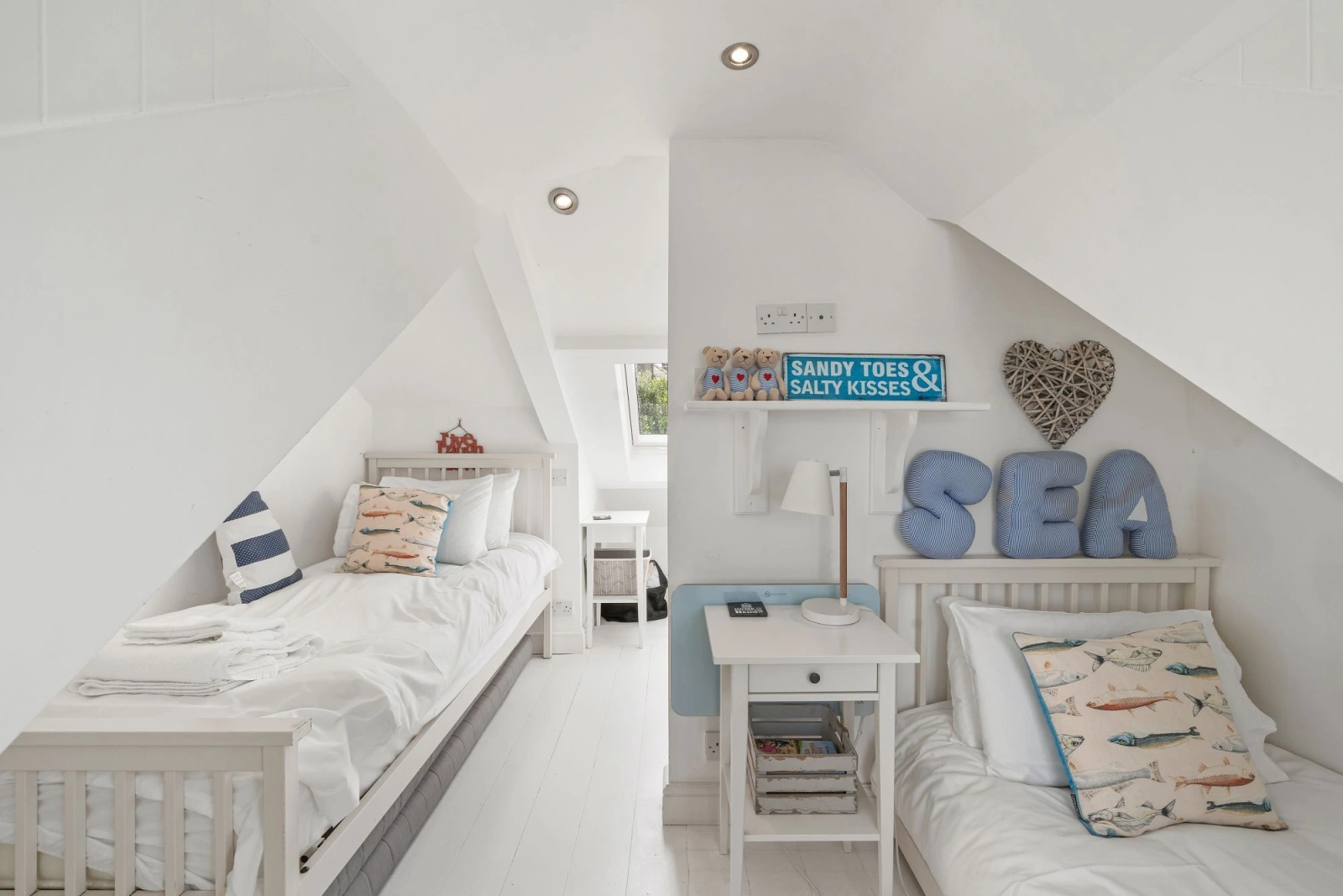 Childrens Room, Twin Beds, Bedside Tables, Bedside Lamps-Good Day Sunshine