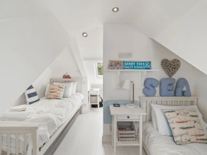Childrens Room, Twin Beds, Bedside Tables, Bedside Lamps-Good Day Sunshine