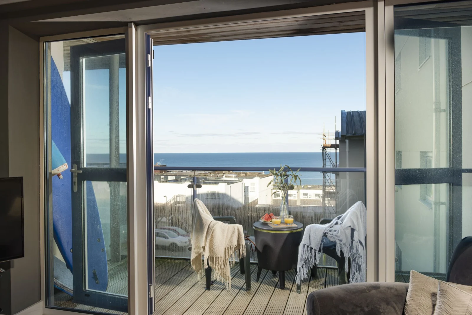 Balcony seating for 2 with surf equipment for guest use - Bathsheba, Ocean 1
