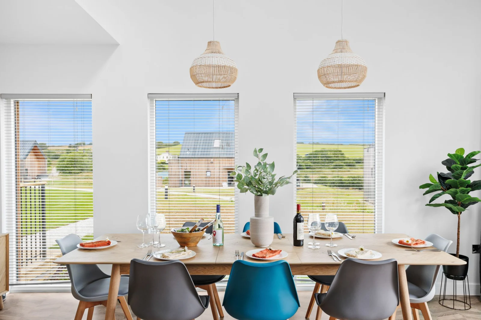 Dining table seating for eight with valley views - 5 The Vista, Willingcott 