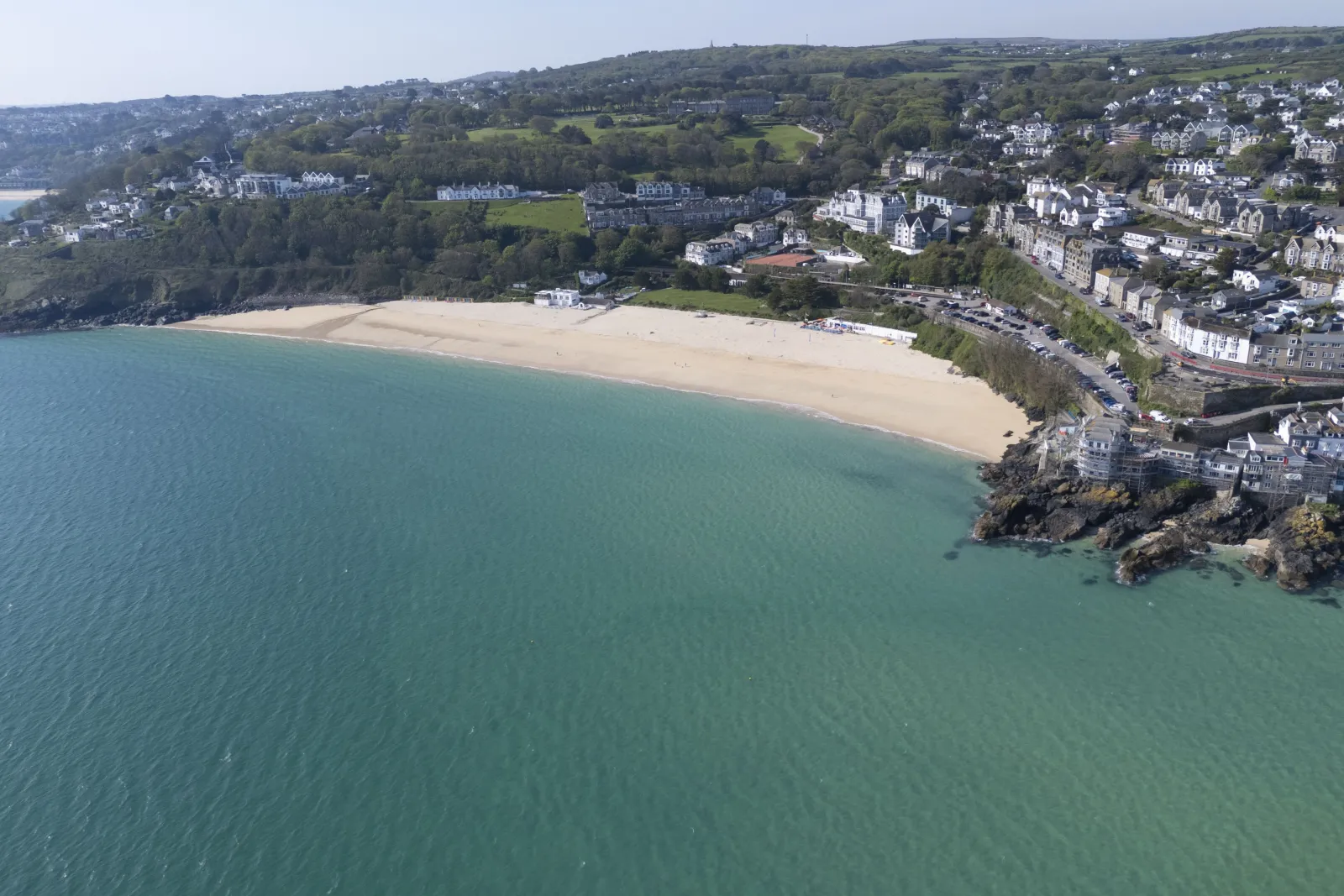 Aerial View of St Ives beach - Rockpool at Salt