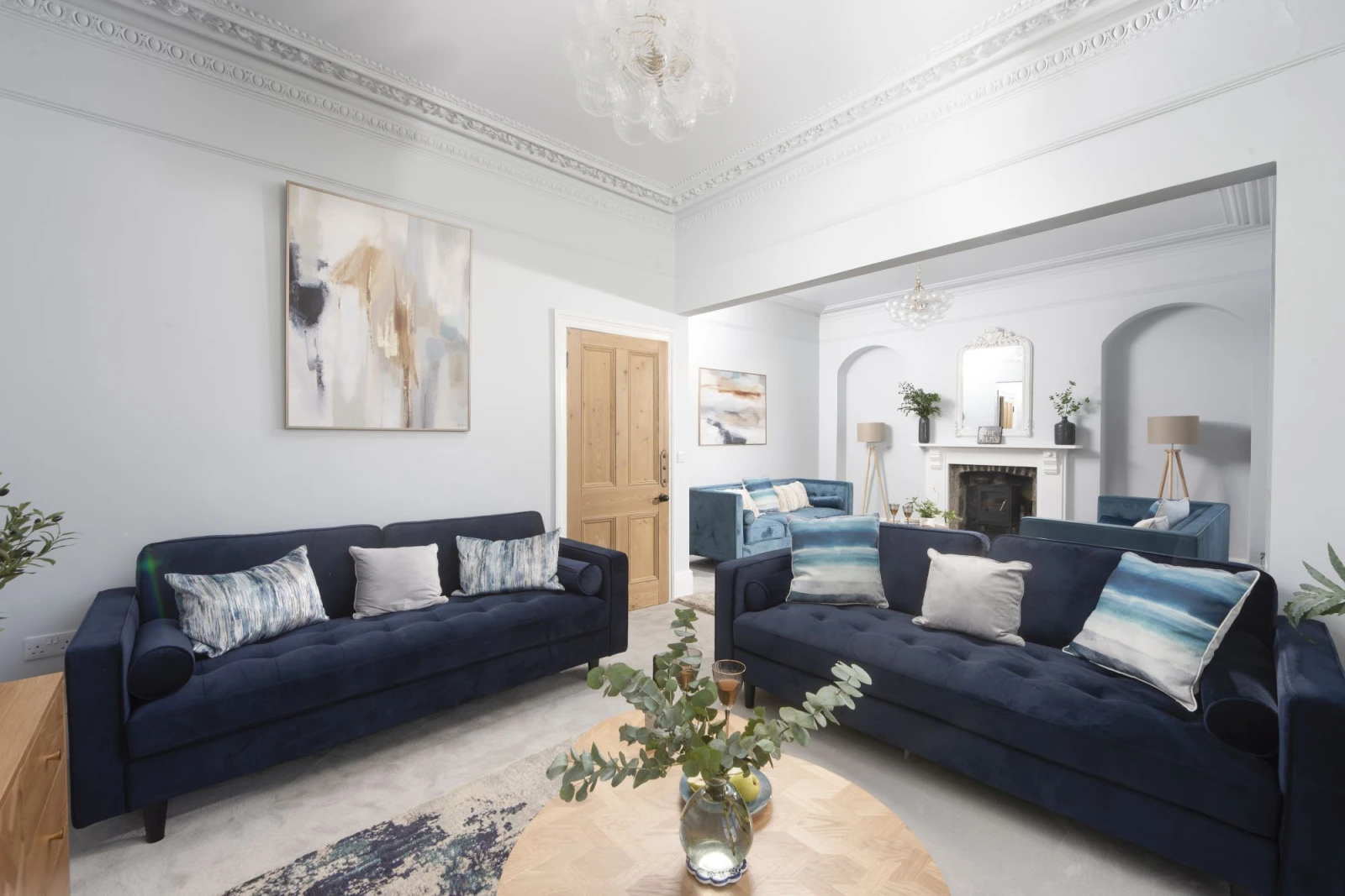 Comfortable sofa's with scatter cushions and coffee table - The Elms