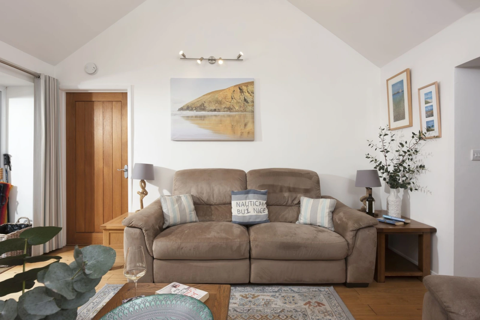 One of two sofas in the living area, with seating for 2/3 people - Samson Cottage