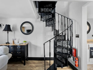 Character stairs leading to upper floor - Apothecary Cottage