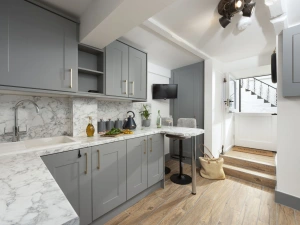Kitchen, Breakfast Bar, TV-Fond Memories Cottage