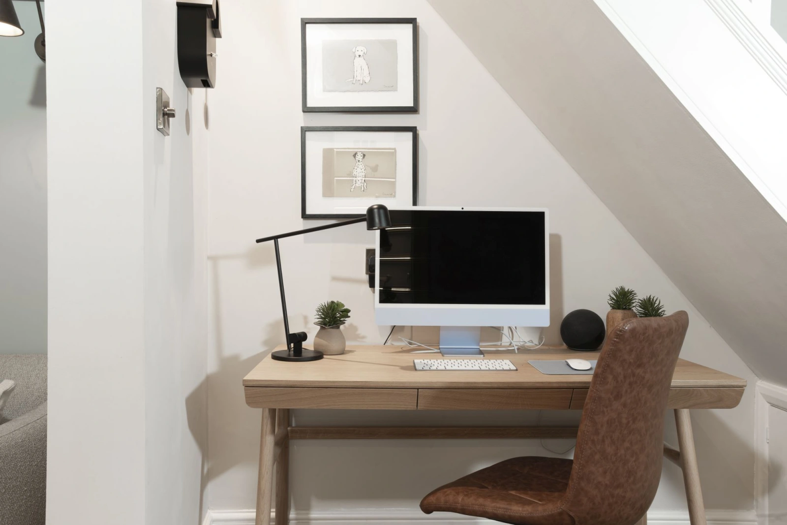 Stairs to first floor, workspace - Myrtle Cottage