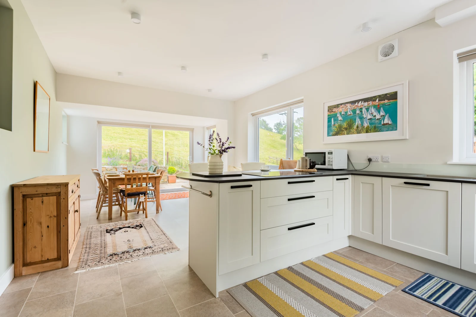 Spacious kitchen diner opens out onto the garden