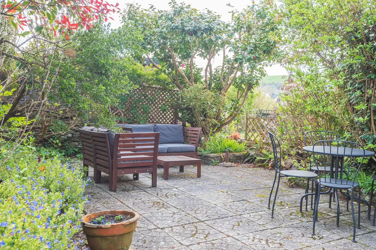 The patio area 