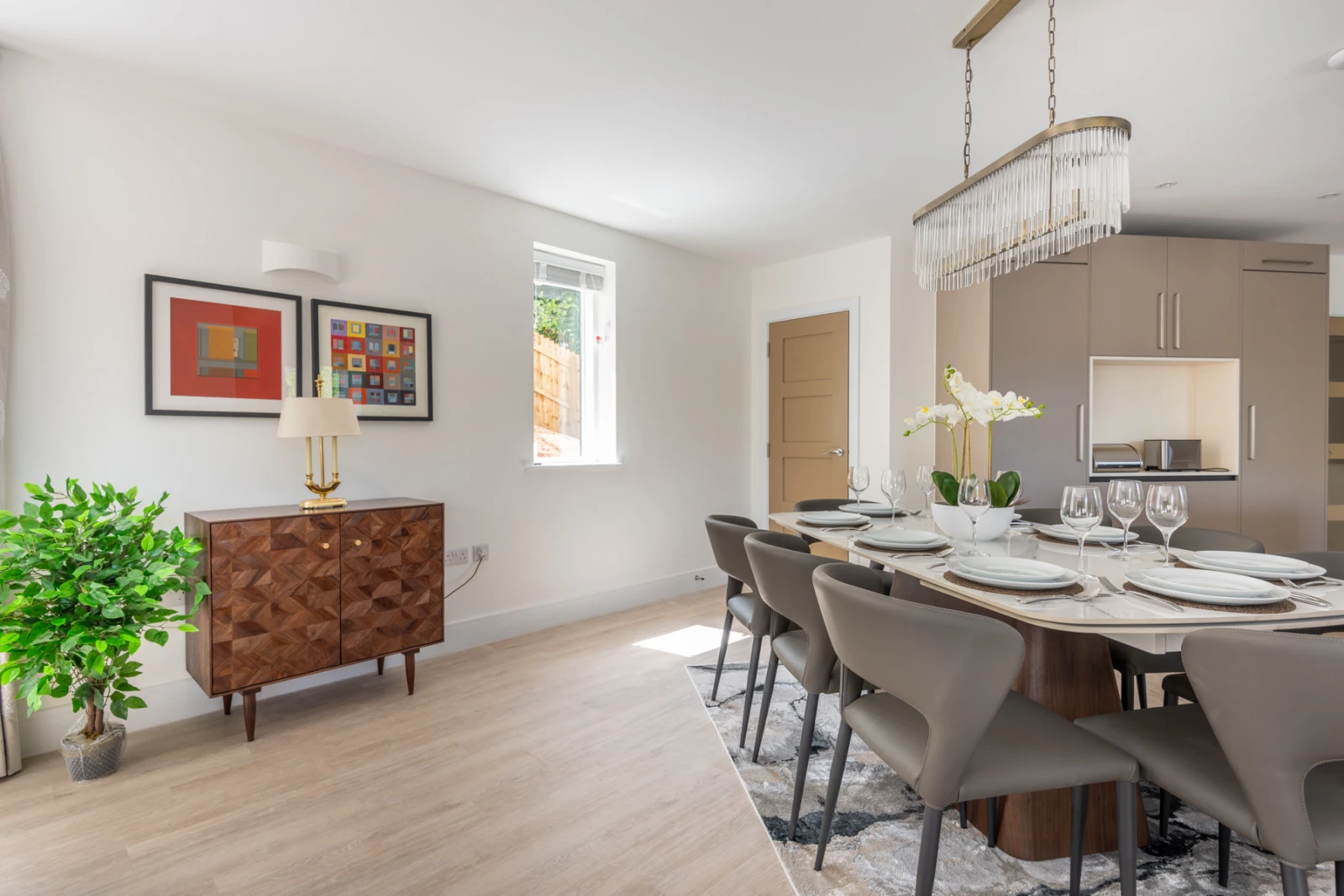 Open  plan kitchen diner with lounge area on the ground floor