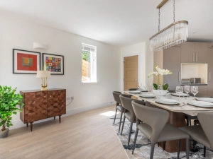 Open  plan kitchen diner with lounge area on the ground floor