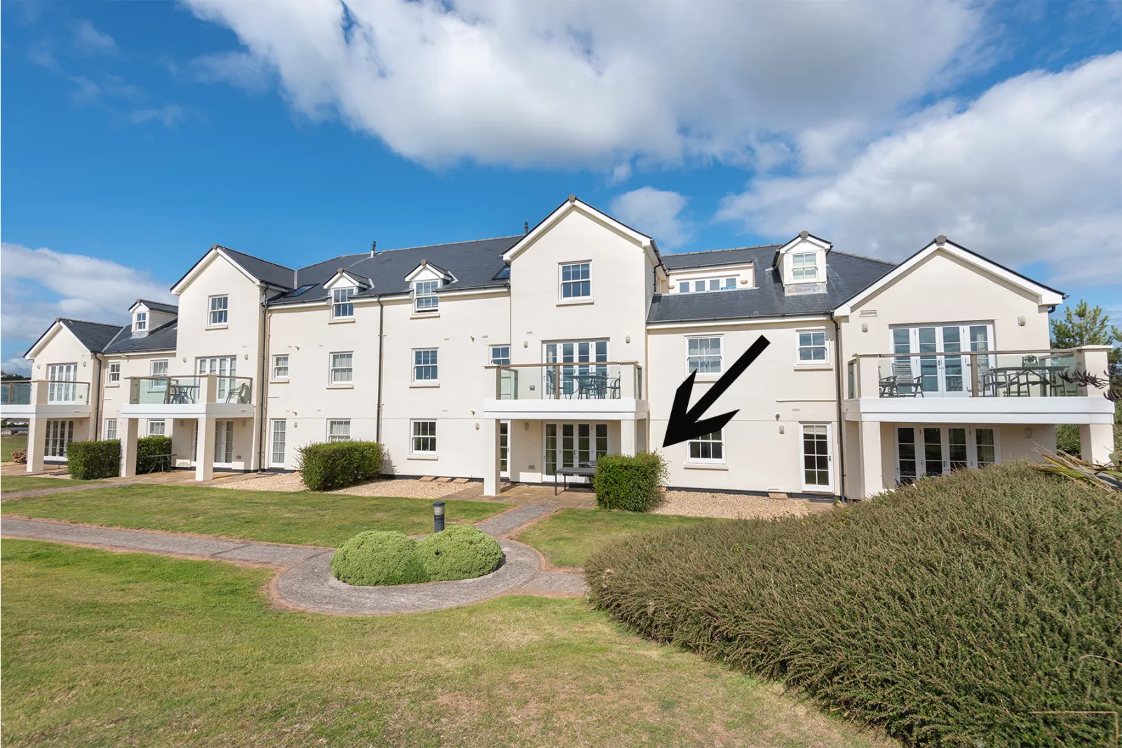 No 2 Thurlestone Beach apartments, arrowed