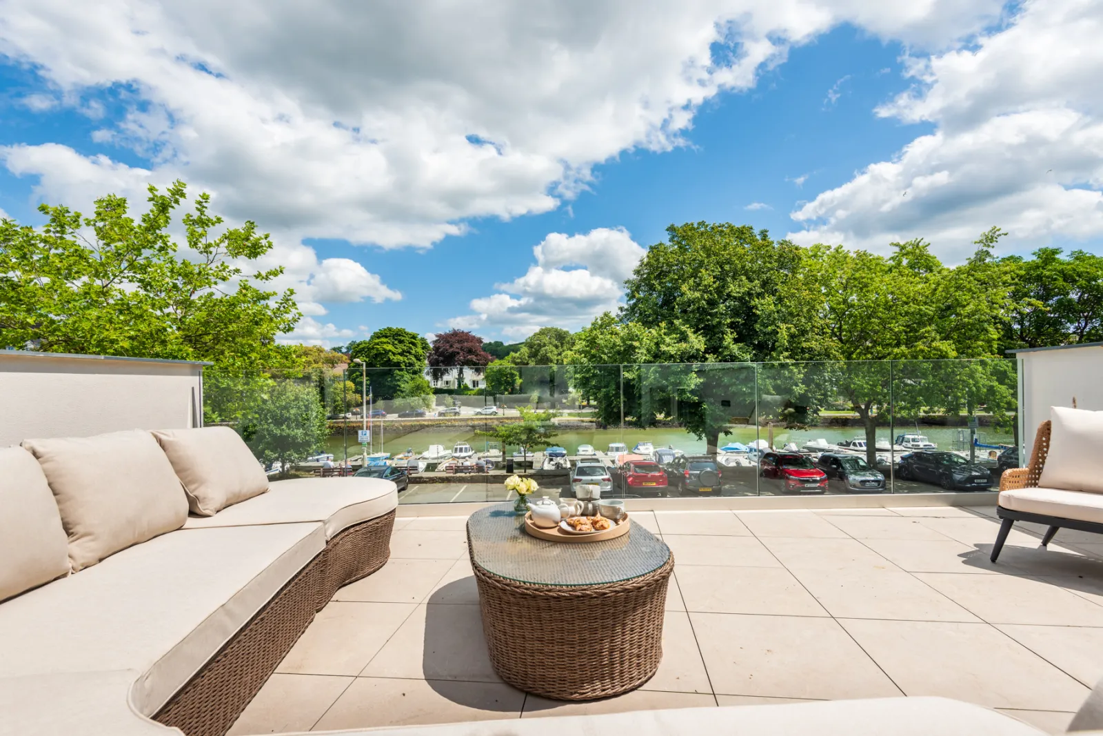 The sunny terrace leading off the kitchen diner