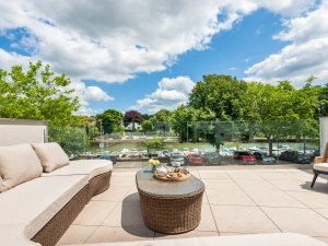 The sunny terrace leading off the kitchen diner