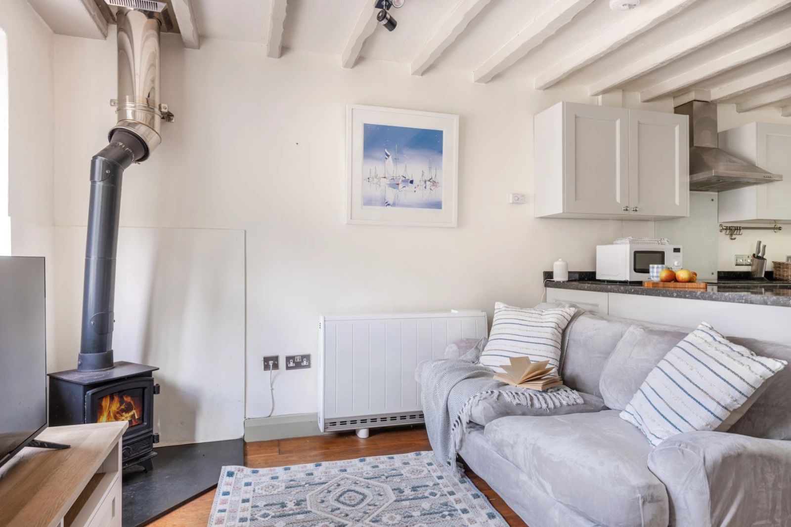 Cosy sitting room with log burner. 