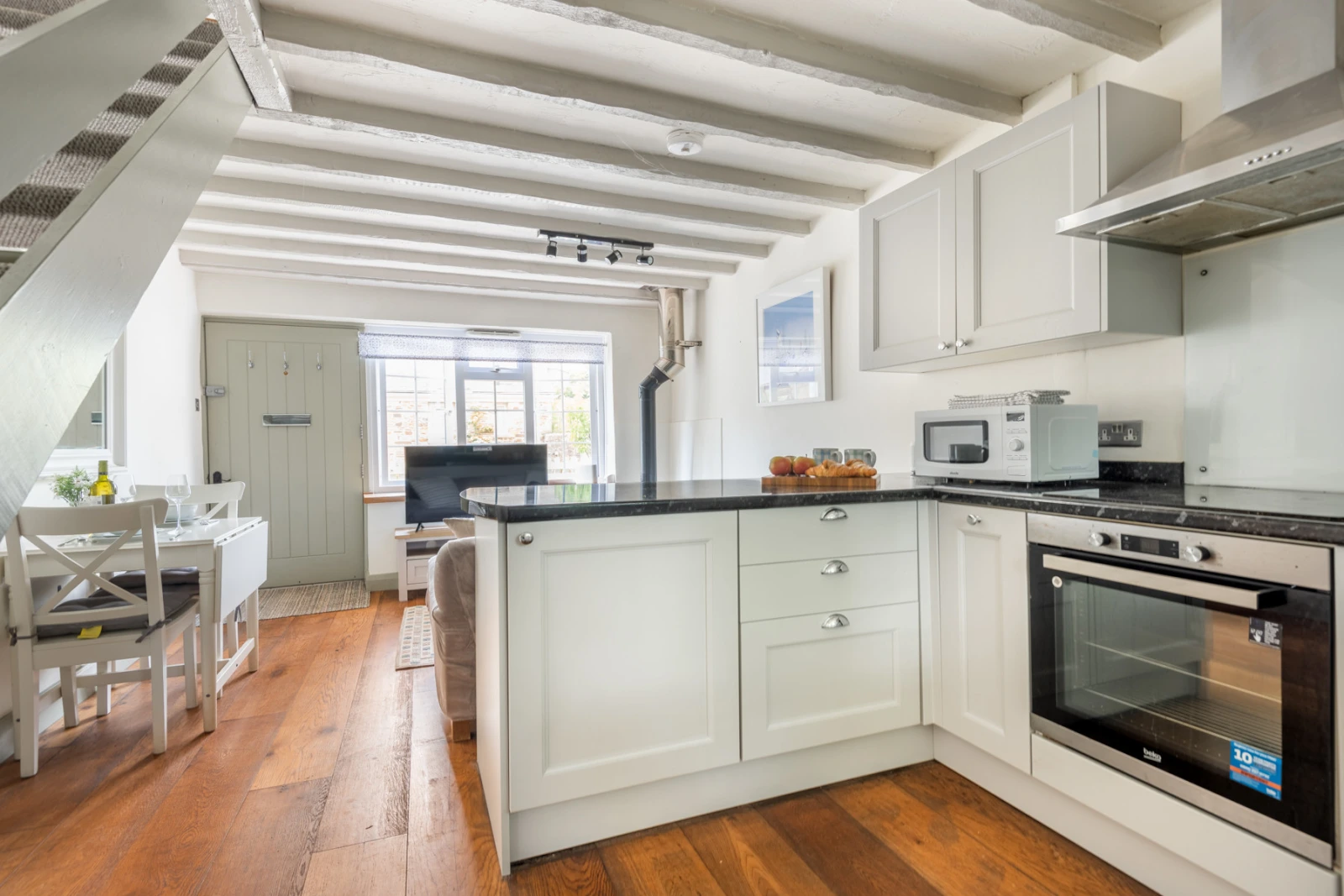 Open plan kitchen, dining and sitting room. 