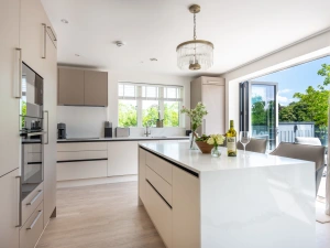 Stunning kitchen leading on to the terrace with estuary views