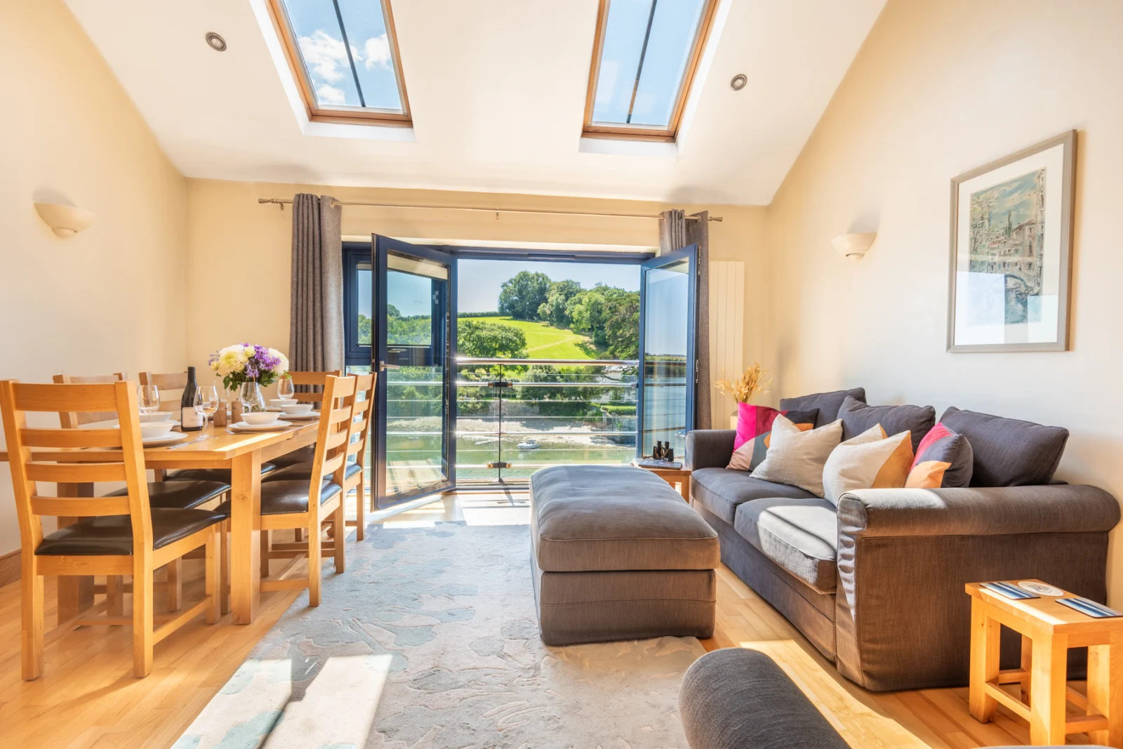 Spacious open plan living space with uninterrupted estuary views.
