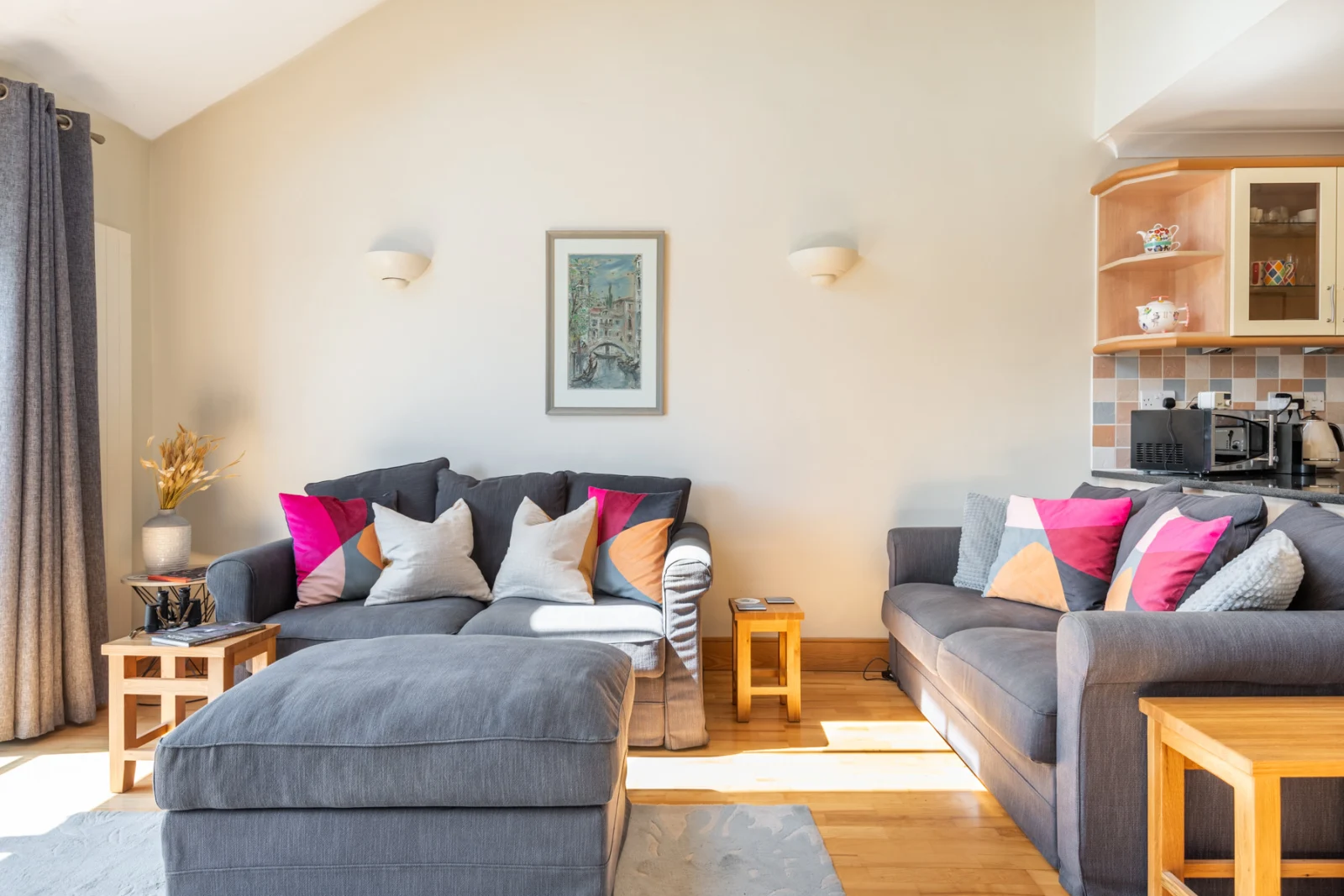 Comfortable lounge area looking out over the estuary and countryside beyond