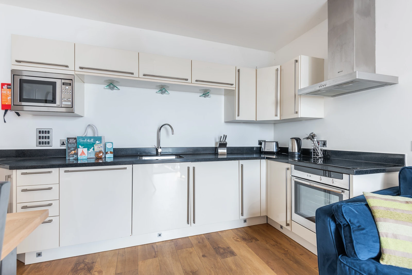 The modern kitchen area