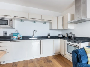 The modern kitchen area