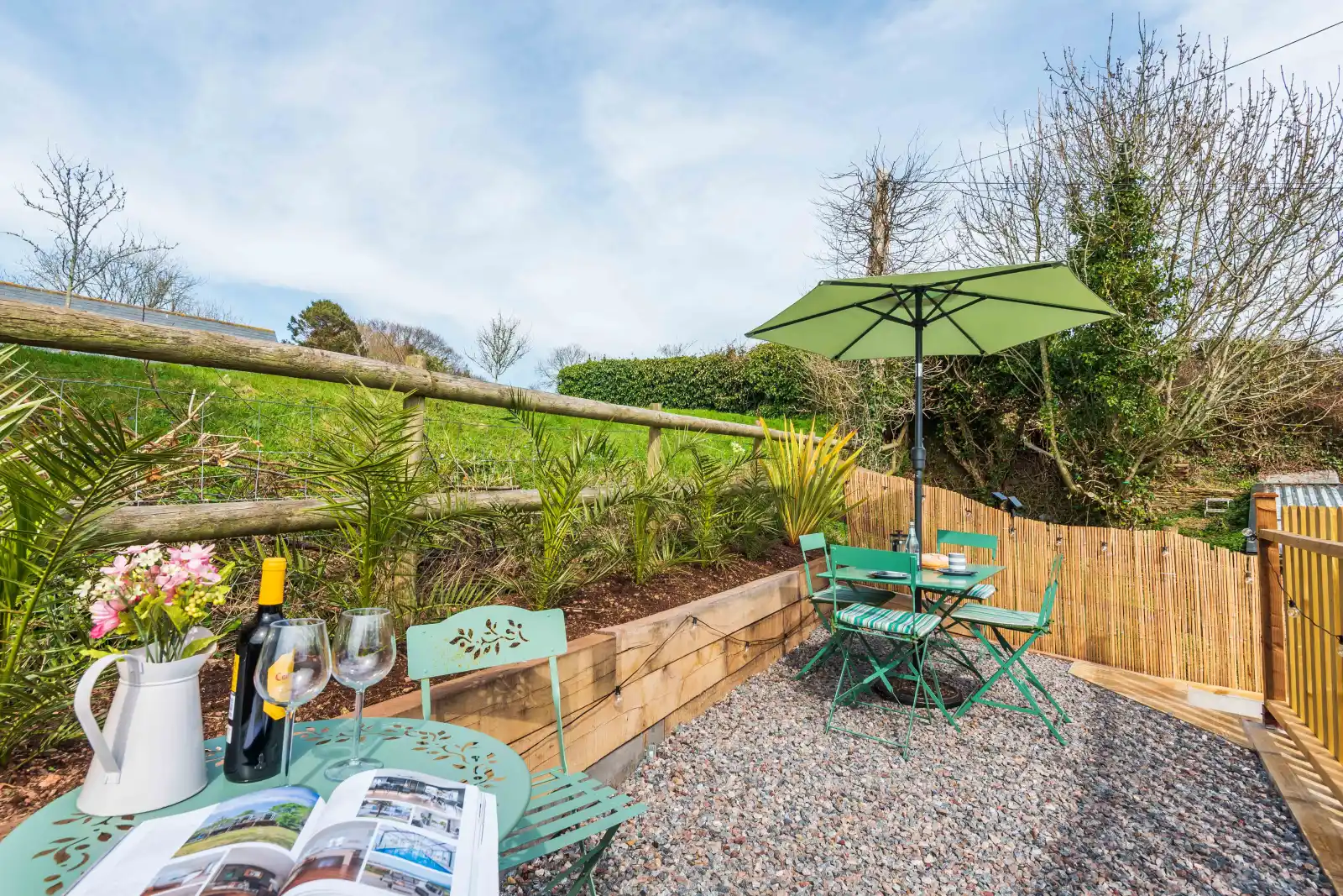 The sunny upper terrace