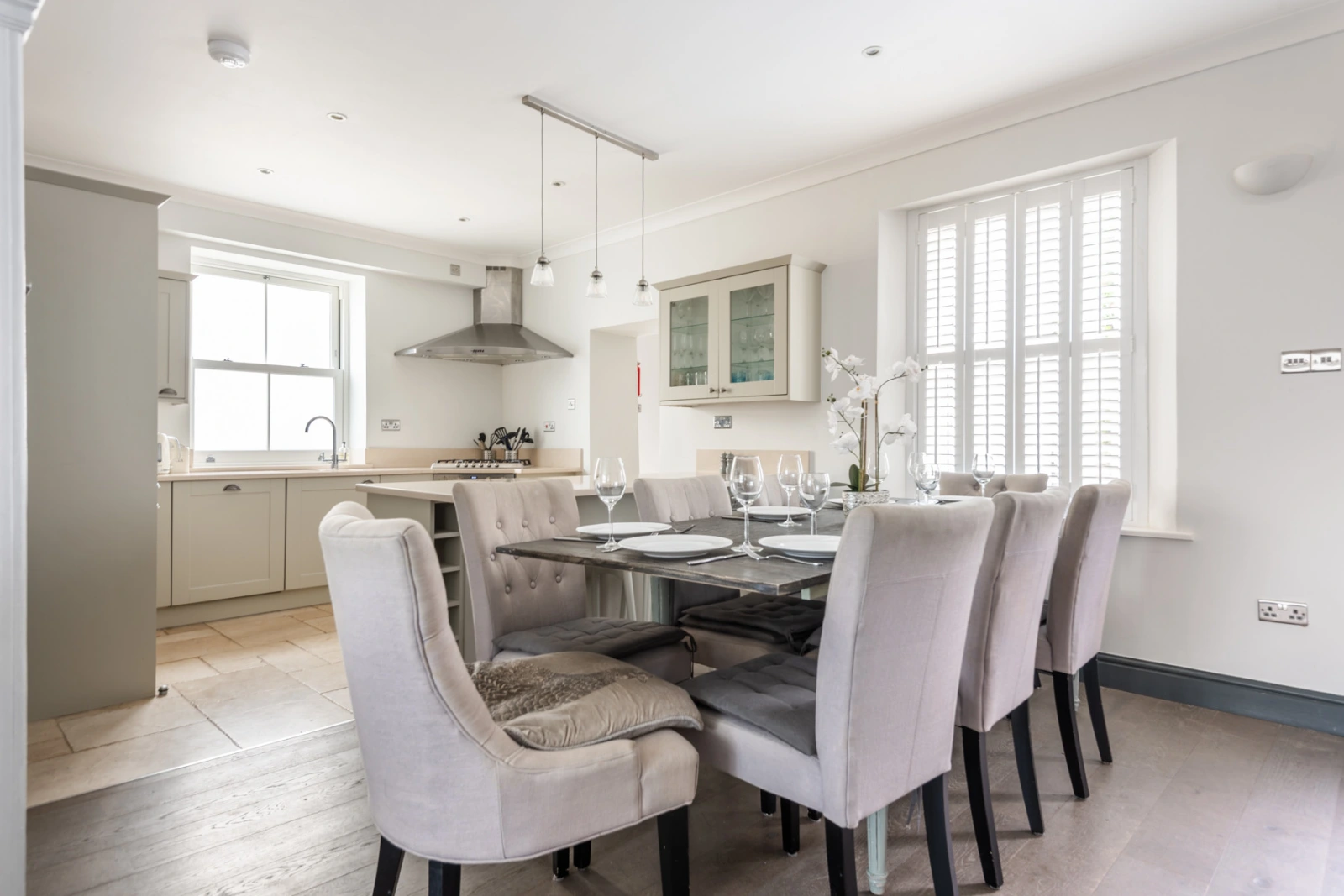 The dining table with the added extension 