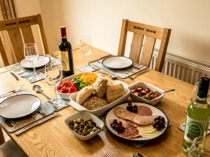 There's ample space at the dining table for family meals or a game of Trivial Pursuit.