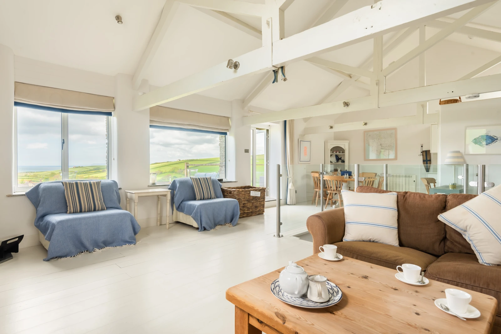 The spacious open plan living area with spectacular views