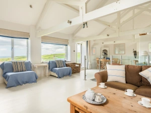 The spacious open plan living area with spectacular views