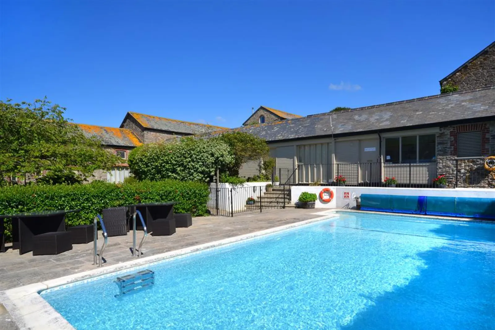 The heated outdoor swimming pool