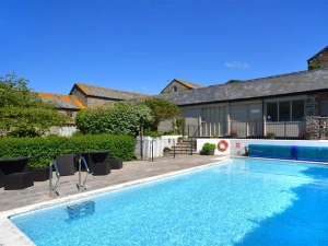 The heated outdoor swimming pool