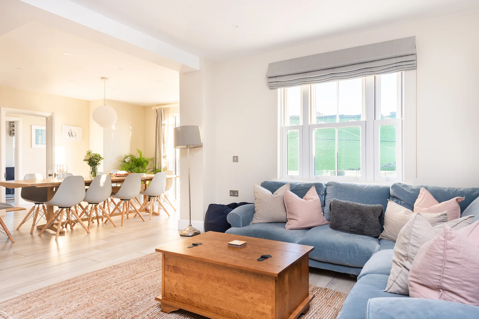 The cosy lounge area with large corner sofa. 